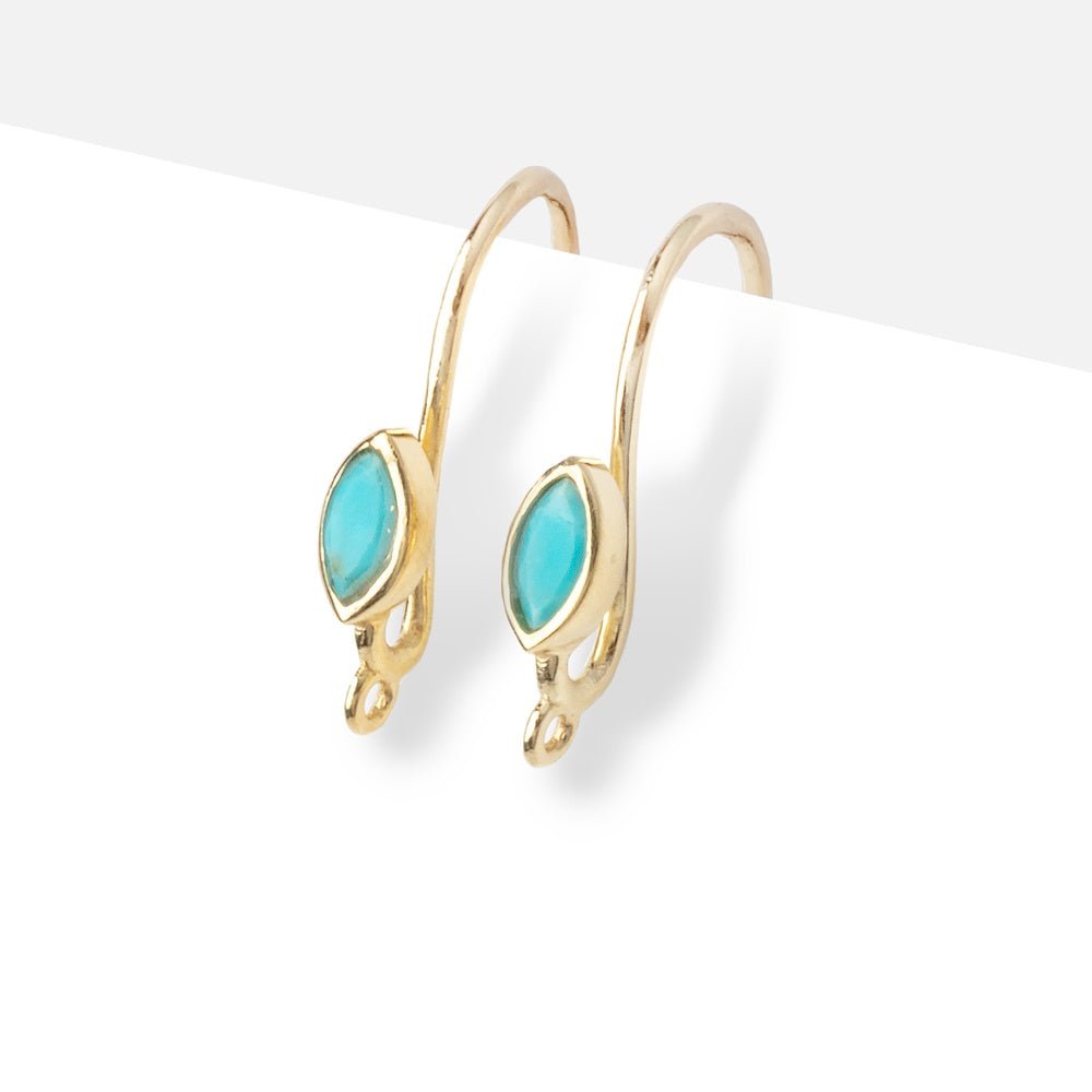 Vermeil Turquoise Howlite Marquise Earwire Set of 2 pieces