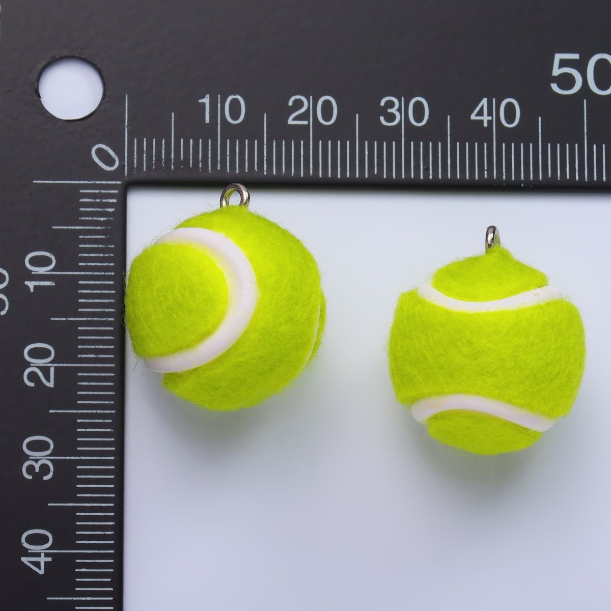 White Gold Filled Green Tennis Ball Fuzzy Multidimensional 3D Charm | M538
