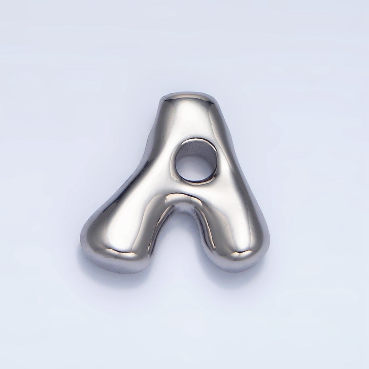 White Gold Filled Groovey Chubby Balloon Letter Initial Pendant | A1643 - A1655