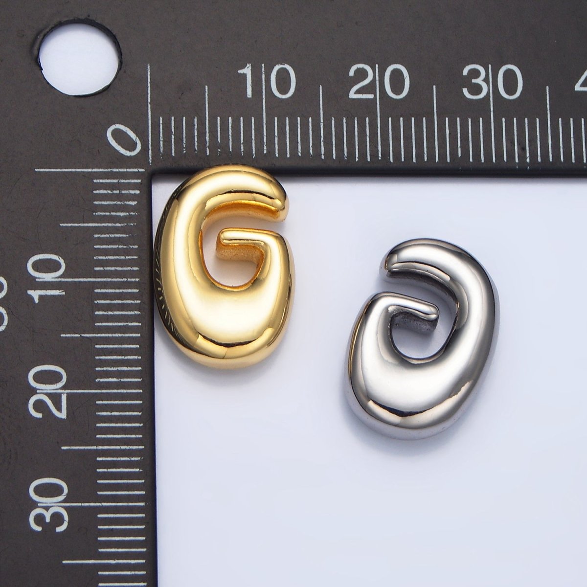 White Gold Filled Groovey Chubby Balloon Letter Initial Pendant | A1643 - A1655