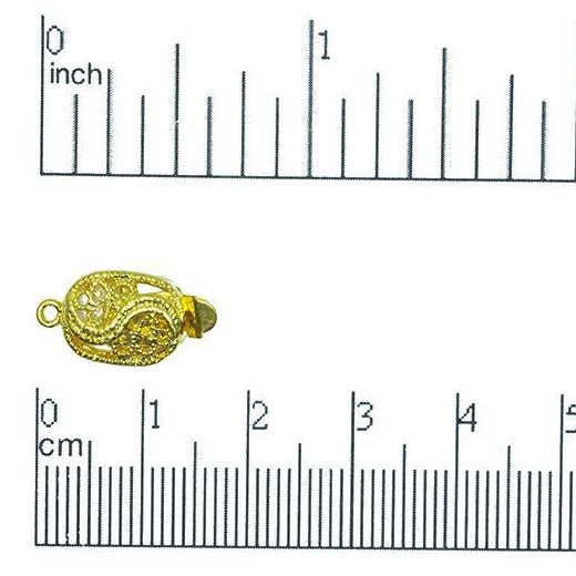 17mm x 10mm Filigree Oval Box Clasp - Made of Brass - Sold Individually - CL/26