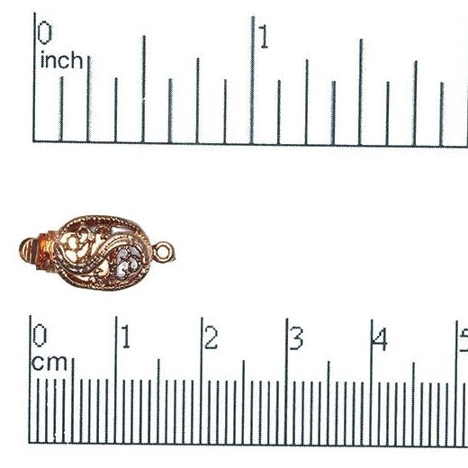 17mm x 10mm Filigree Oval Box Clasp - Made of Brass - Sold Individually - CL/26