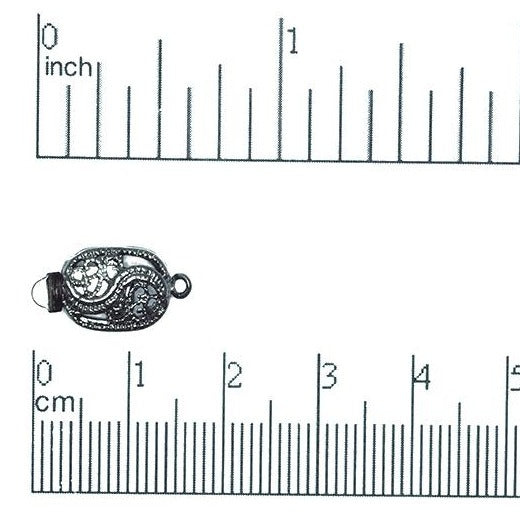 17mm x 10mm Filigree Oval Box Clasp - Made of Brass - Sold Individually - CL/26