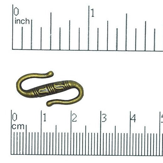 20mm x 8mm Patterned S Hook Clasp sold by the Piece - CL/SH825