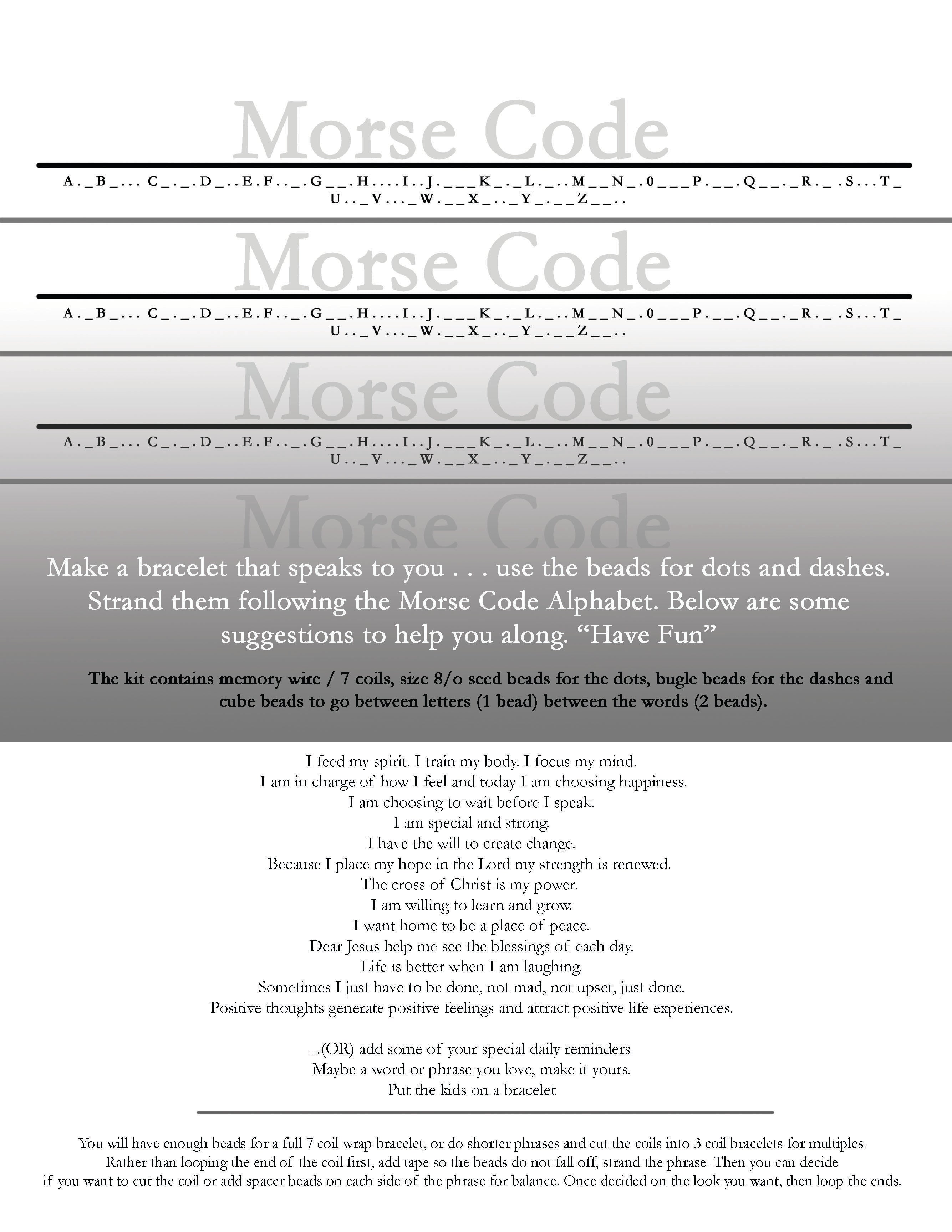 Morse Code Shop Morse Code Bracelet Kits – Glass Garden Beads Collective, PLLC